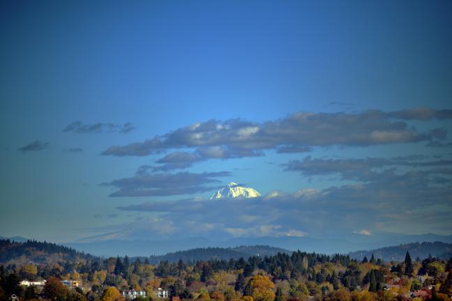 Mt. Hood behind the clouds