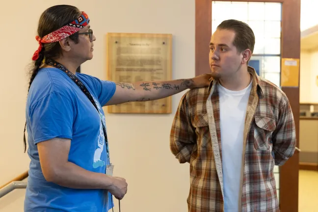 Rodolfo "Rudy" Serna, Medicine Bear’s director and Jose Ruiz Valentine, a Multnomah County Juvenile Custody Services Specialist