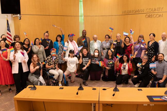 The Board of Commissioners, along with County employees, celebrate Pride Month