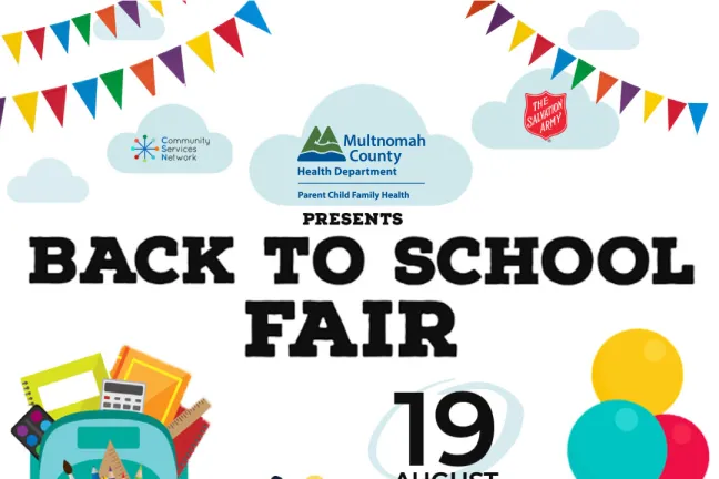 Back to school fair. August 19, 11am-2pm. Salvation Army, 5325 N Williams Avenue.