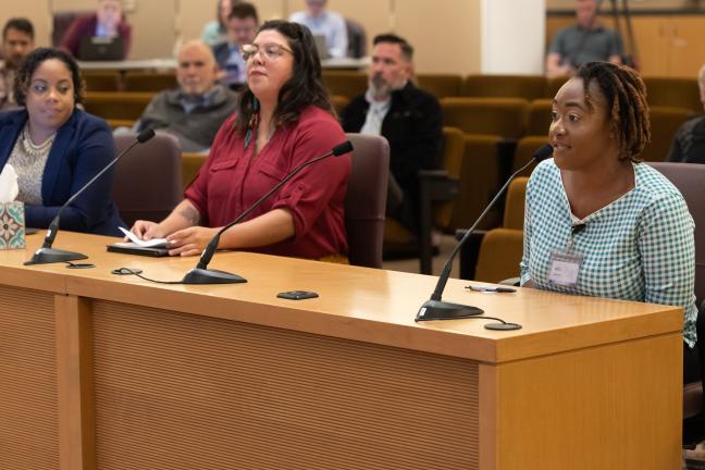 HBI Program Specialist Desha Reed-Holden, (right) Chaku Manaqi-Łush project coordinator Ashleigh Coon (center), and Interim Health Department Deputy Director Chantell Reed (left)