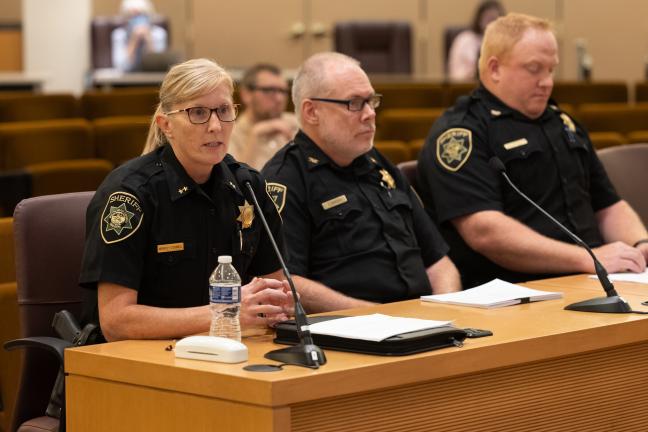 Multnomah County Sheriff Nicole Morrisey O'Donnell alongside Law Enforcement Chief Deputy James Eriksen and Corrections Facilities Chief Deputy Stephen Reardon, explained various aspects of operations at Multnomah County's jails.