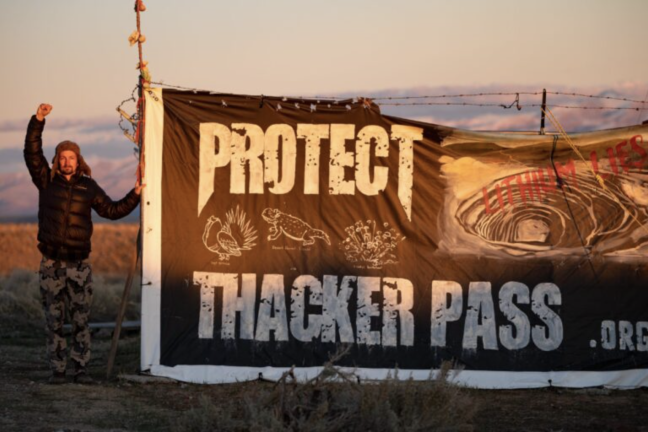 Protester of Thacker Pass lithium mine. Image courtesy of Max Wilbert.