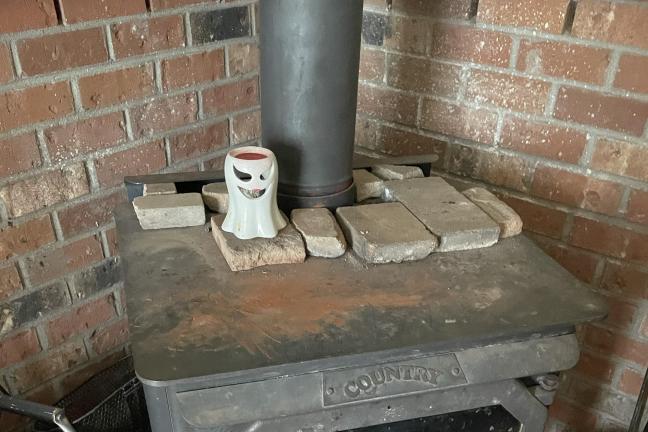 A wood stove that was later swapped out for a heat pump from Multnomah County's Wood Burning Exchange Program