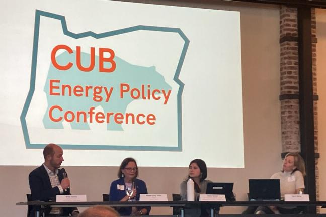 Multnomah County Office of Sustainability staff member Silvia Tanner speaks at the Oregon Citizens Utility Board conference