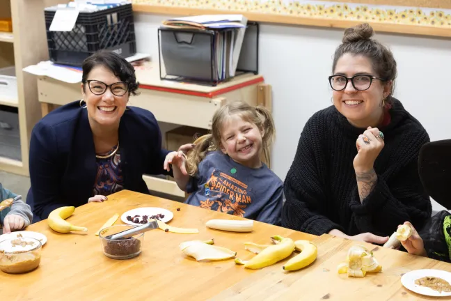 Chair Jessica Vega Pederson at a November 2023 visit to Wild Lilac Preschool for All program.
