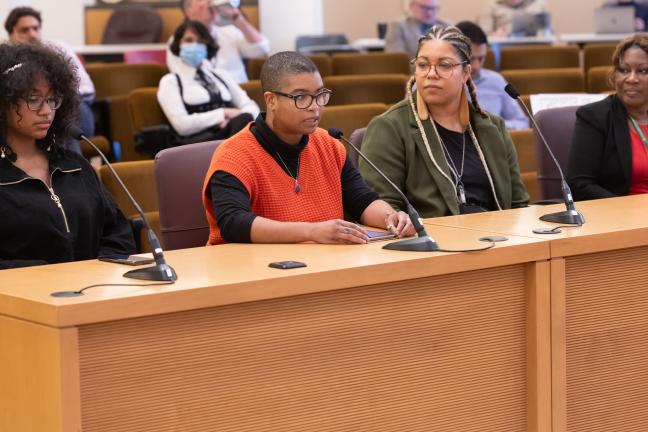 Photo of four presenters at the dias: Amirah Chatman, Zoe Gamell Brown, Israel Fin and Carla Davis