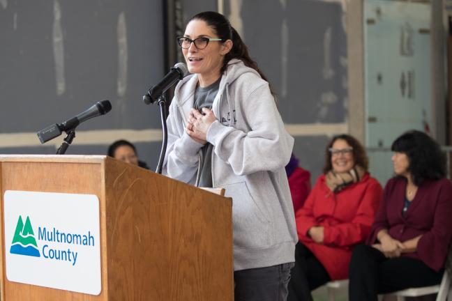 Journey carpenter Heather Mayther and mother of three shares describes the challenge and accomplishment of completing work on 50-foot tall concrete lobby columns.