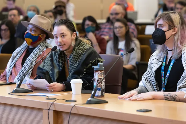 Presenters at the Transgender Day of Visibility proclamation