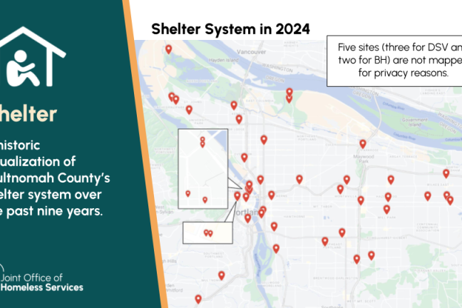 Shelter system in 2024. Five sites (three for DSV, two for BH) are not mapped for privacy reasons.