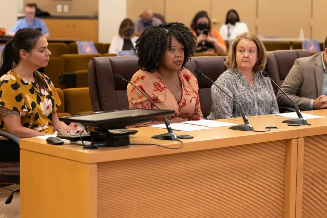 Preuitt testifying before the Board of County Commissioners.