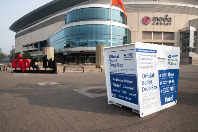 Official Ballot Drop Site at the Moda Center.