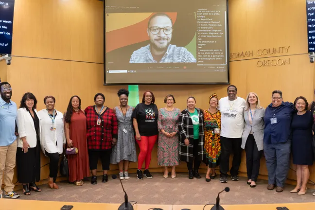 The Multnomah County Board of Commissioners proclaimed June 19, 2024, as Juneteenth Day in Multnomah County, continuing the annual recognition of the day when news of the abolition of slavery actually reached the westernmost slave state of Texas in 1865.
