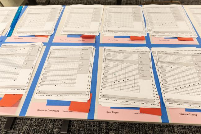 The County conducted a dayslong event to test and refine policies and procedures for hand-counting a recount for a multi-winner RCV election. The recount used test ballots for example candidates. 