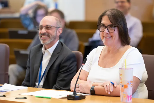 Animal Services Director Erin Grahek and Multnomah County Facilities Director Dan Zalkow at the Board meeting on Sept. 24, 2024
