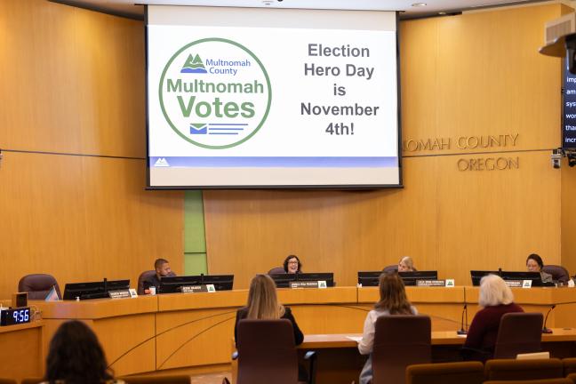 The Multnomah County Board of Commissioners proclaim Monday, Nov. 4, 2024 — the eve of this year’s Nov. 5 general election — as Election Hero Day in show of support amid corrosive effects of misinformation   