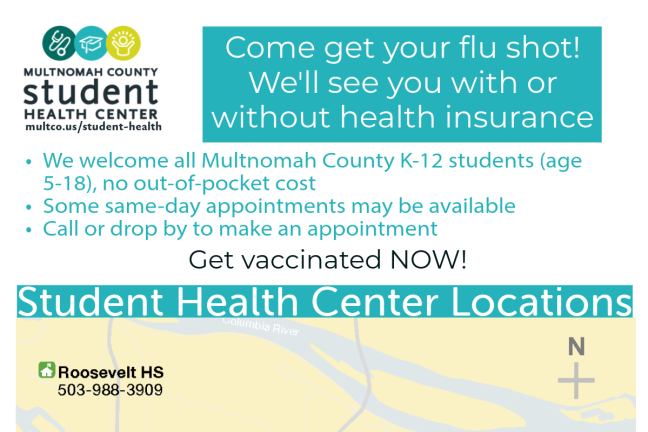 Flu shots available for all students regardless of insurance status