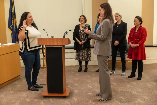 Commissioner Shannon Singleton sworn in before full Board.