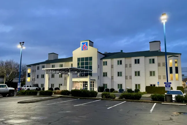 A Motel 6 at twilight