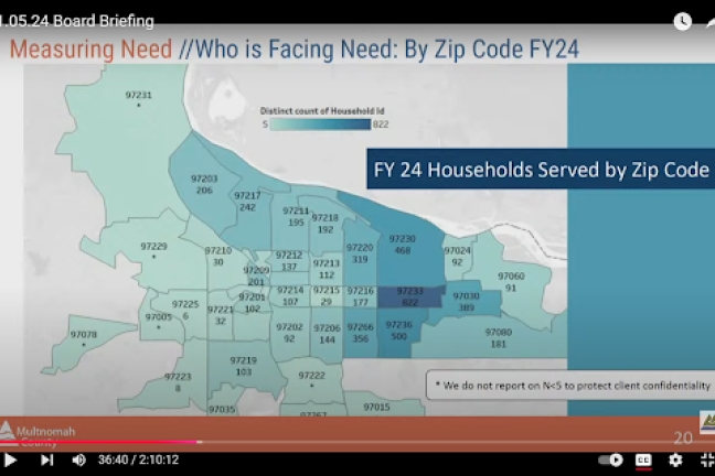 Map of zip codes of those who have requested and received rent assistance in fiscal year 2024 