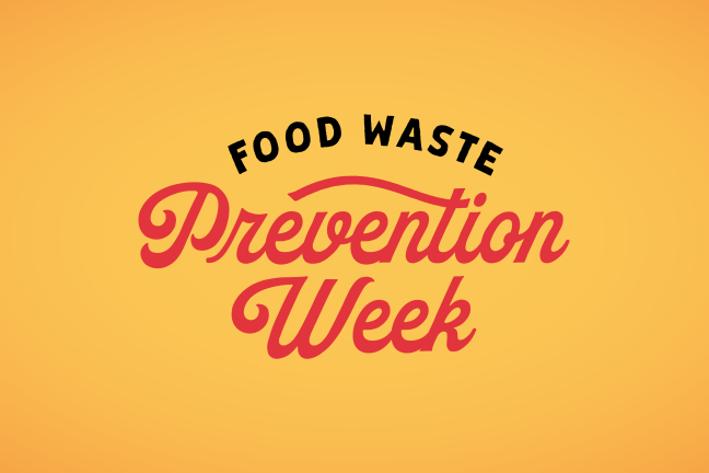 Food Waste Prevention Week text with yellow background