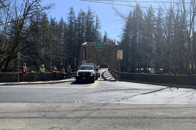 Photo shows the Stark Street Bridge reopening Thursday, March 6.