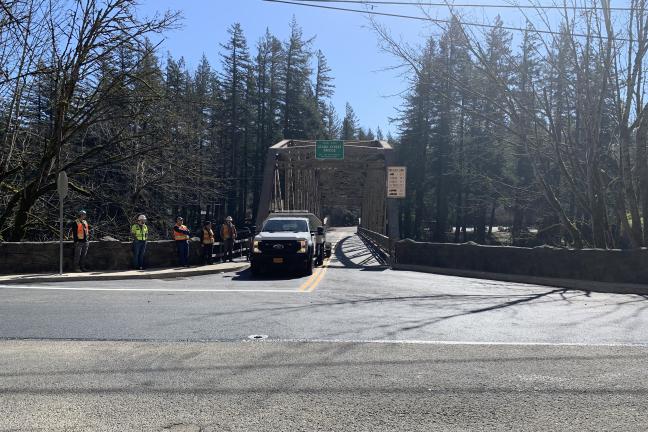 Photo shows the Stark Street Bridge reopening Thursday, March 6.