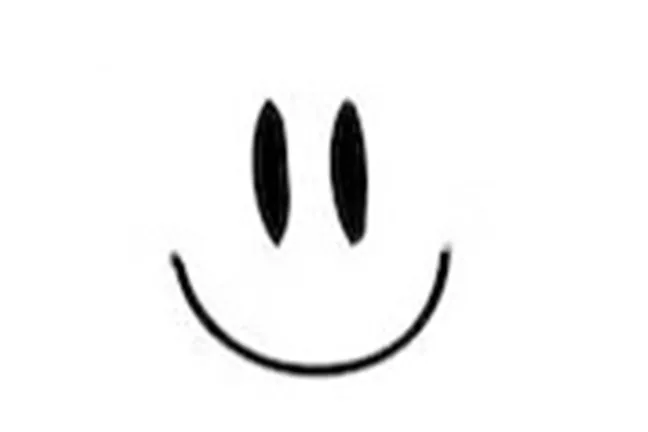 black ink lines resembling a smiley face on the left hand measuring approximately 1.5 x 2 cm