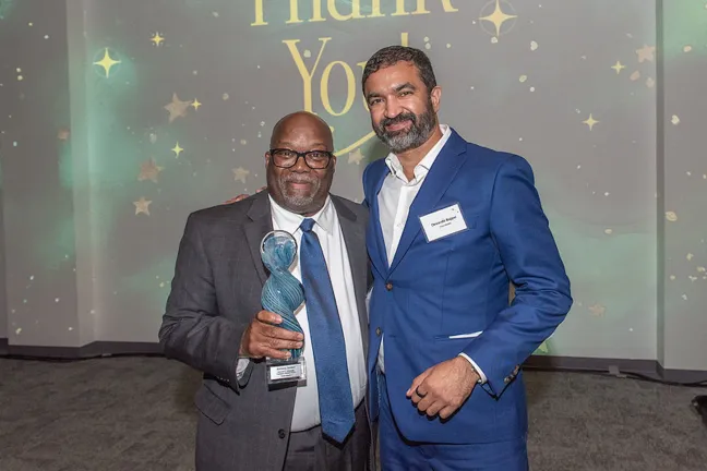 Caption: Anthony Jordan, Multnomah County Interim Behavioral Health Division Director, with Fora Health CEO Devarshi Bajpai