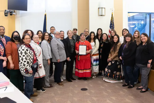 The Board of County Commissioners and invited guests celebrate Native American Heritage Month
