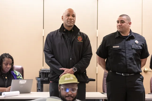 Gresham Fire Department members stand at proclamation ceremony