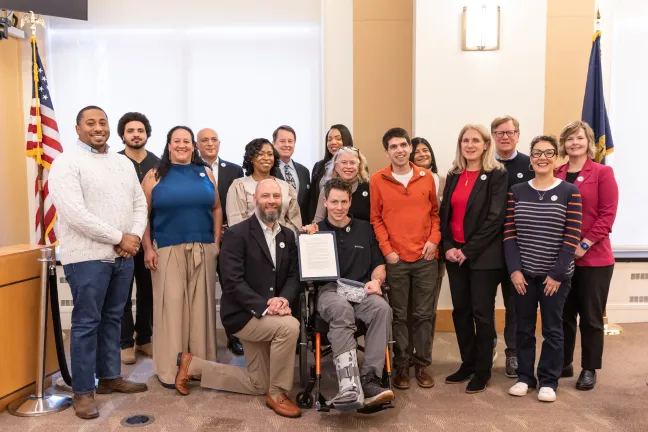 The Board of County Commissioners and invited guests celebrate Brain Injury Awareness Month