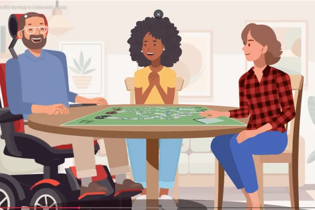 Screenshot from the video showcasing clients playing board game