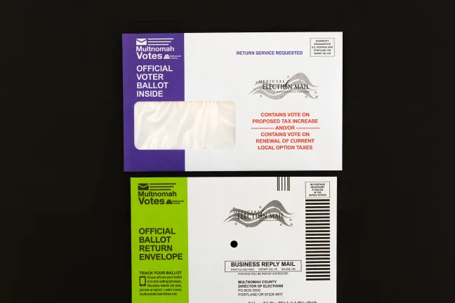 May Primary ballot and ballot return envelope