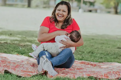 Latina mom breastfeeding