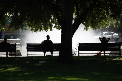 People seek shade during June 2021 heat wave.