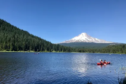 View of Mt Hood behind Trillium Lake