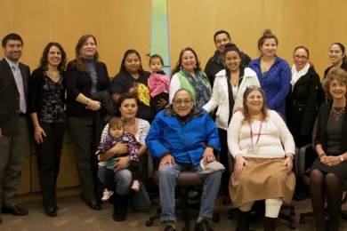 The Board of Commissioners, presenters and community members pose for a picture at the Nov. 6 proclamation. 