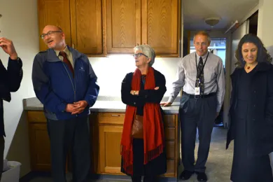 Chair Kafoury and Cascadia Behavioral Healthcare officials tour one of the units at the newly-renovated Southeast Portland independent living facility.