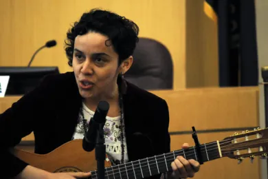 Edna Vazquez preforms at Wednesday's National Farmworker Awareness Week celebration.