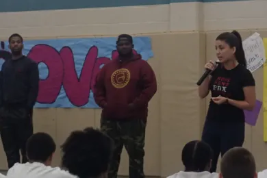 Up and Over performs in front of youth in detention at Donald E Long