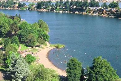 Aerial shot of Blue Lake Park