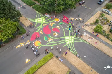 Birdseye view of painting