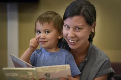 So-Mai Brown and her son Winter at a breastfeeding celebration held at Multnomah County's Northeast Health Center.