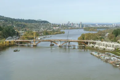 The new Sellwood Bridge takes shape. Photo courtesy of ODOT.