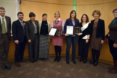 From left: Dr. Paul Lewis; Commissioners Bailey and Smith; Haven Wheelock; Reps. Williamson and Fagan; Chair Kafoury; and Commissioners McKeel and Shiprack 