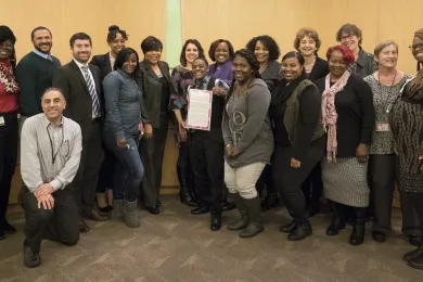 County commissioners and employees celebrate Thursday’s proclamation recognizing Black History Month in Multnomah County.