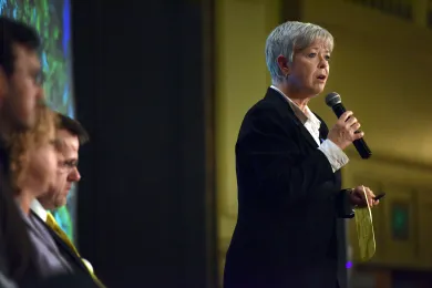 Jae Douglas, director of Multnomah County Environmental Health at Tuesday's community meeting. 