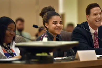 Chloe, a student at Reynolds Middle School, came before the board to share how art therapy has helped her through hard times.