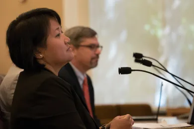 Transportation planner Joanna Valencia details proposed changes to the county's Transportation Systems Plan